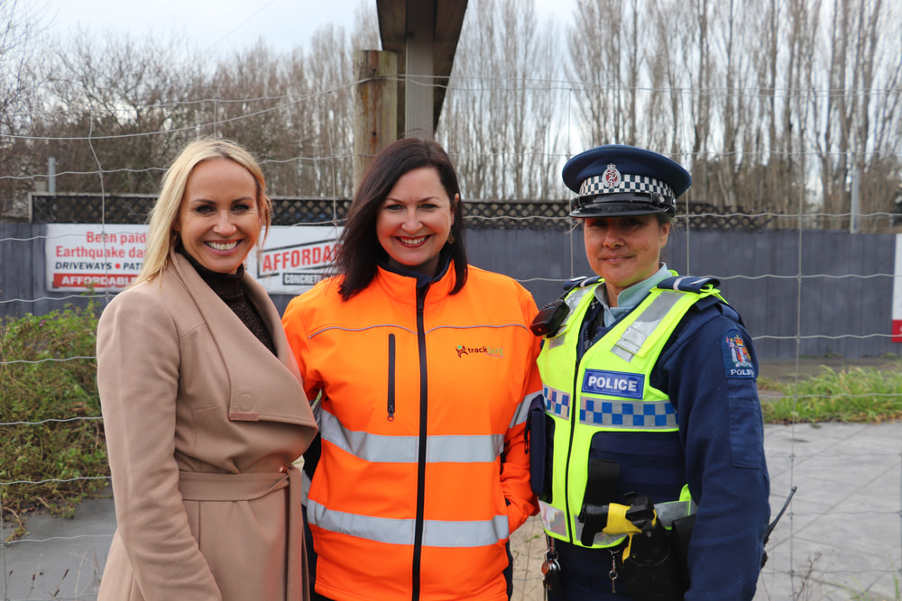 Filming a rail safety story with One News and Senior Constable Kim Munro